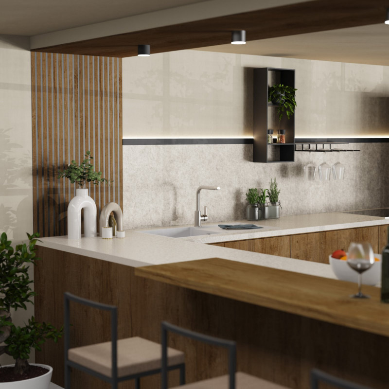 Felis, Kitchen faucet with straight spout in brushed nickel