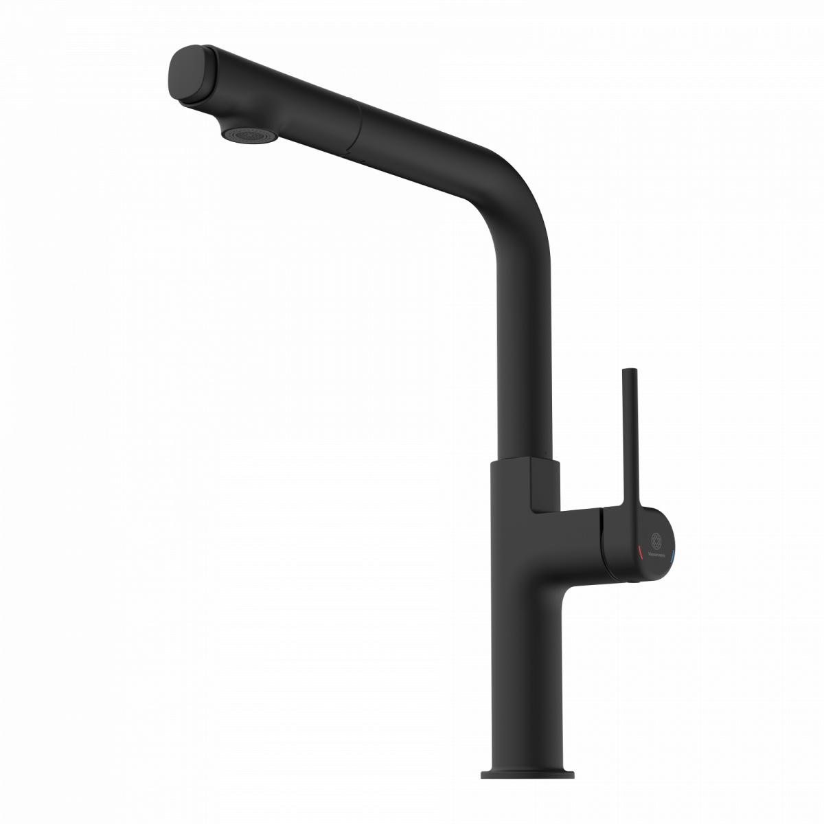 Polis, Kitchen faucet with straight spout and pull-out spray in matte black